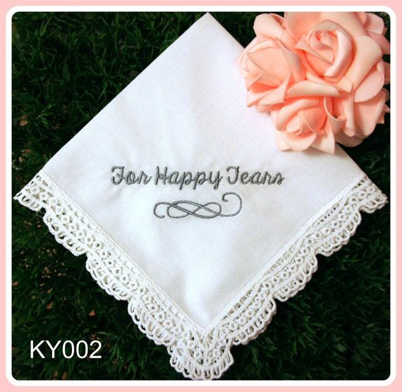 Wedding Embroidery Gift Ideas
 Wedding Hankerchief For Happy tears EMBROIDERY hankies