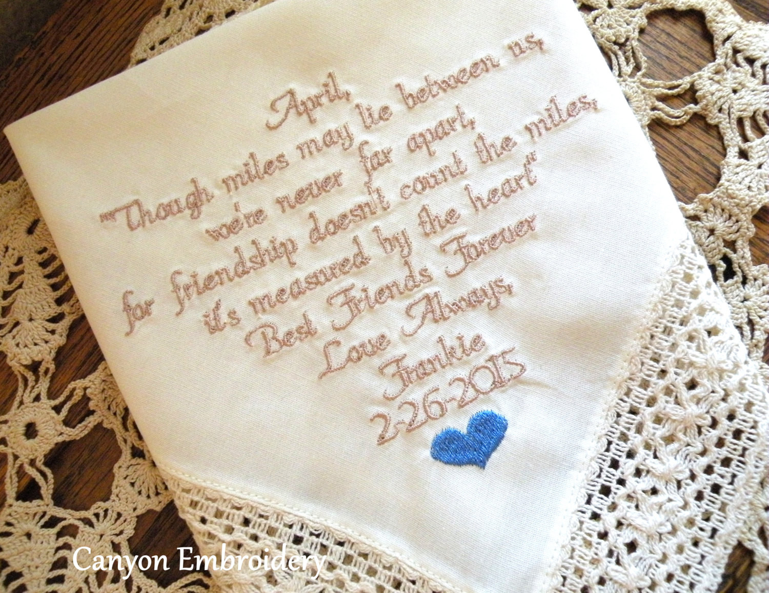 Wedding Embroidery Gift Ideas
 Best Friend Wedding Gift Embroidered Wedding Hankerchief