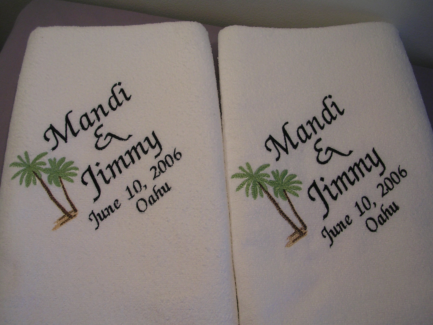 Wedding Embroidery Gift Ideas
 2 Wedding BeachTowels for Bride and Groom Towels Wedding Gift