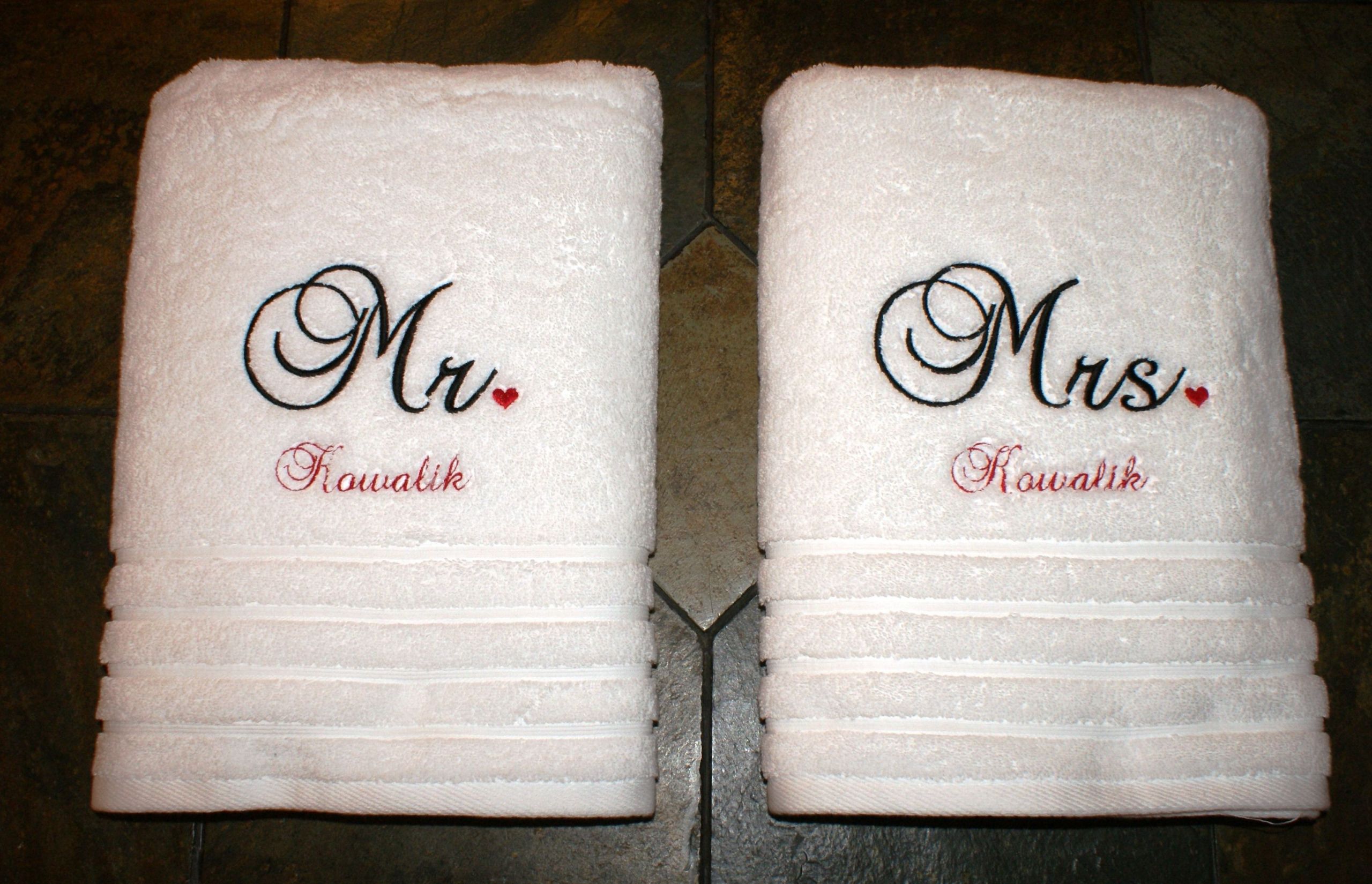 Wedding Embroidery Gift Ideas
 Bath towels I embroidered for wedding t