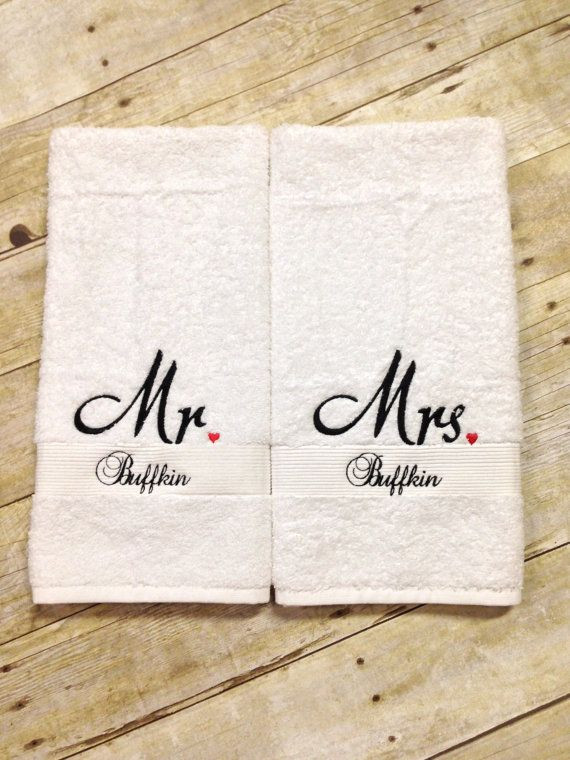 Wedding Embroidery Gift Ideas
 Mr & Mrs Hand Towels with Last Name Mr and Mrs Towels