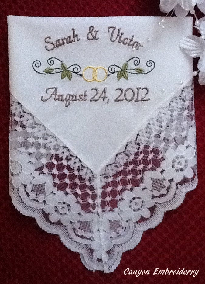Wedding Embroidery Gift Ideas
 Embroidered Wedding Handkerchief Personalized Monogram