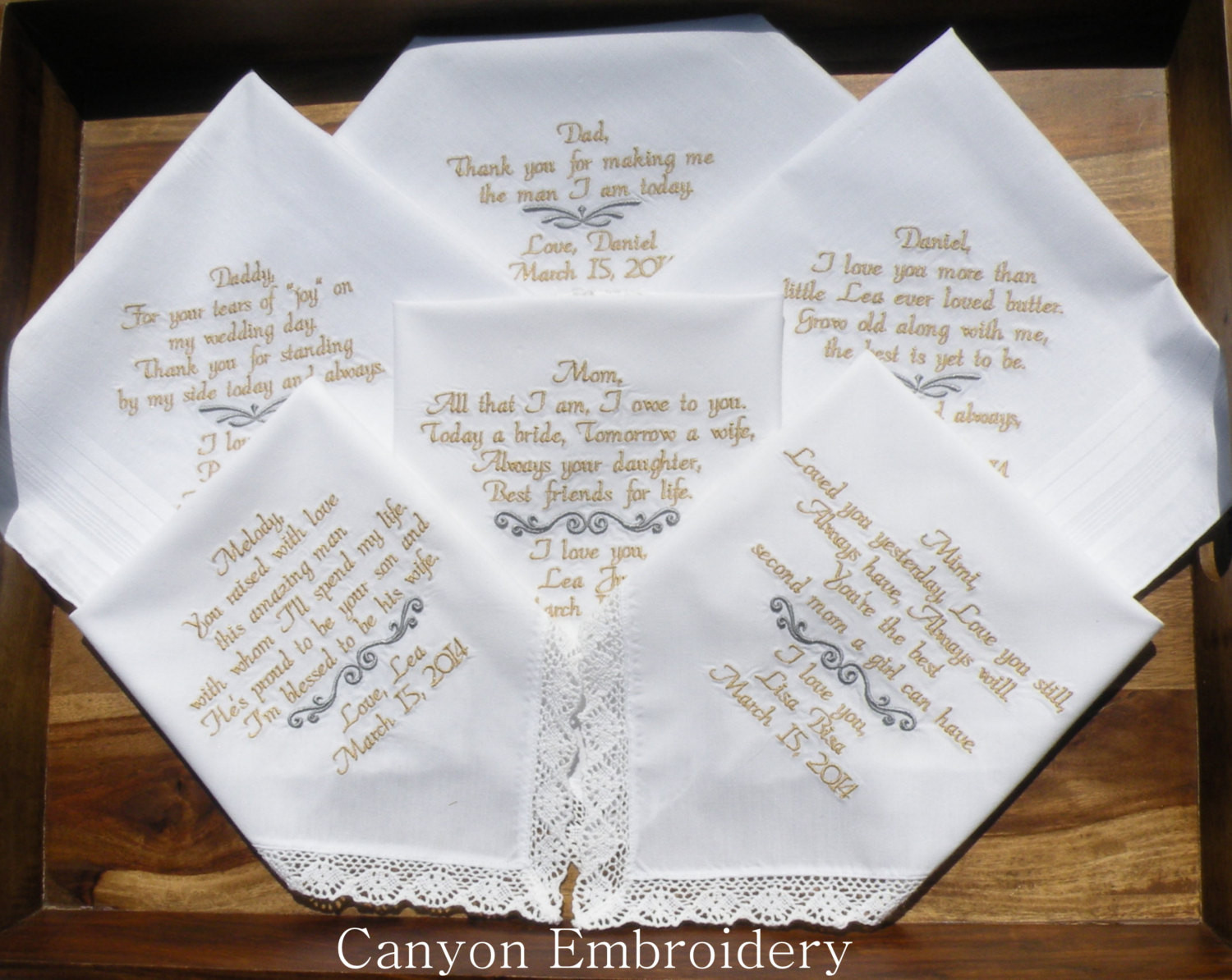 Wedding Embroidery Gift Ideas
 Embroidered Wedding Handkerchiefs Embroidered Wedding Gifts