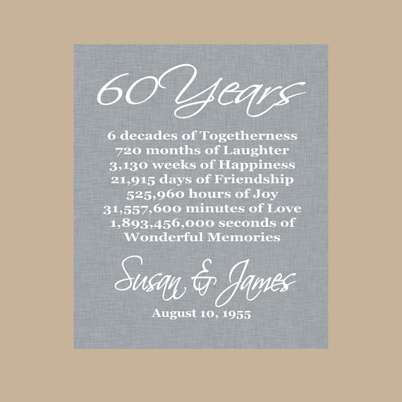 Wedding Gift Ideas For 60 Year Olds
 60th Anniversary Gift Diamond Anniversary Personalized