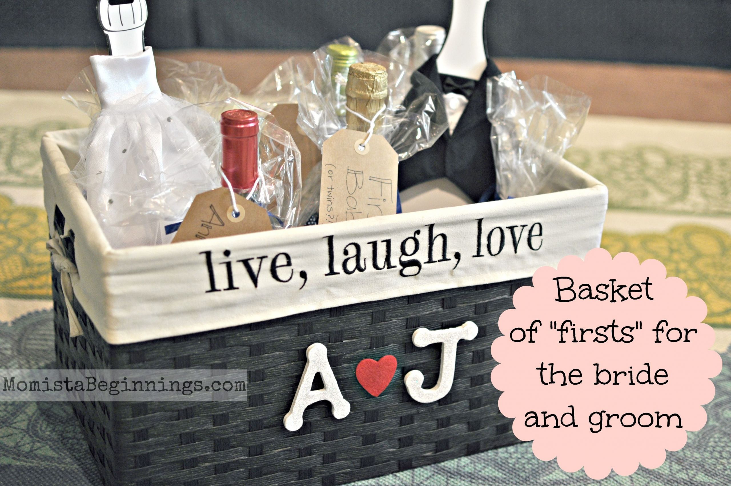 Wedding Gift Ideas For Bridegroom
 Basket of "firsts" bridal shower t This idea includes