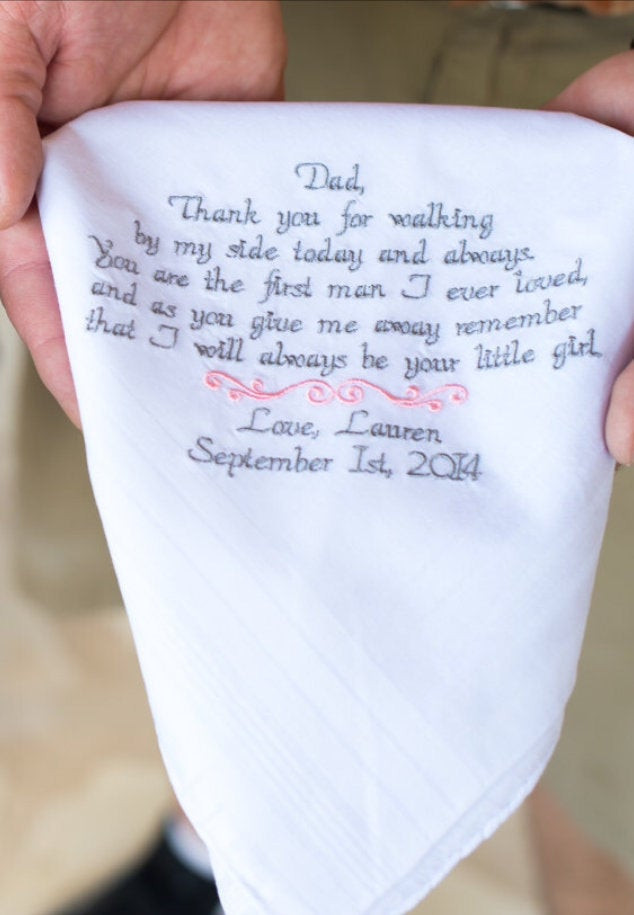 Wedding Gift Ideas For Dad
 Gift for Dad Wedding Gifts Embroidered Wedding Handkerchief