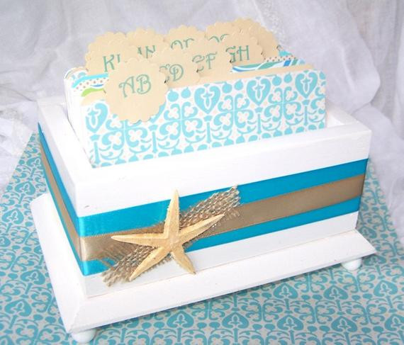 Wedding Guest Book Beach Theme
 Wedding Guest Book Box Beach Theme Aqua Blue and Sand