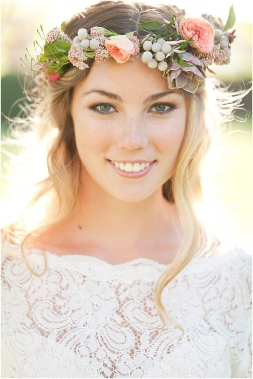 Wedding Hairstyles With Flower Crown
 Gorgeous Bridal Hairstyles With Flower Crowns