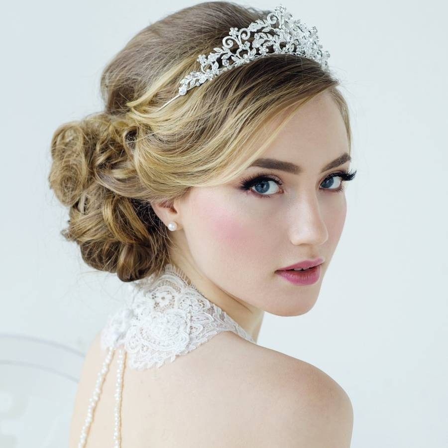 Wedding Hairstyles With Tiara
 rochelle crystal and silver tiara by a & alice