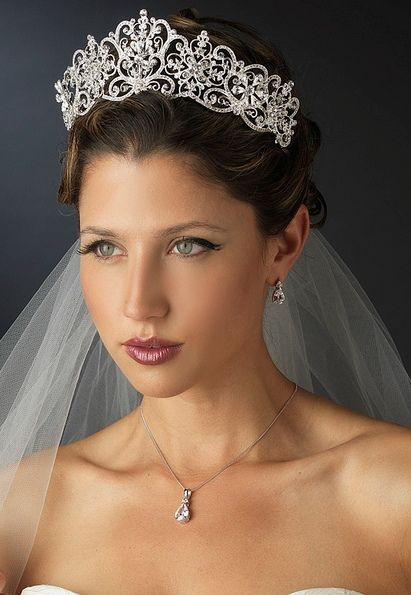 Wedding Hairstyles With Veil And Tiara
 706 best images about Wedding Bridal Veils & Tiaras on