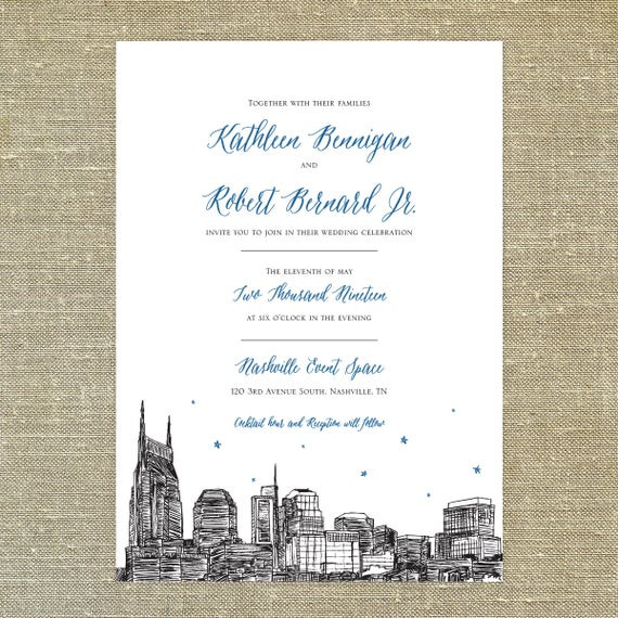 Wedding Invitations Nashville
 Nashville Skyline Wedding invitation SAMPLE ONLY Nashville