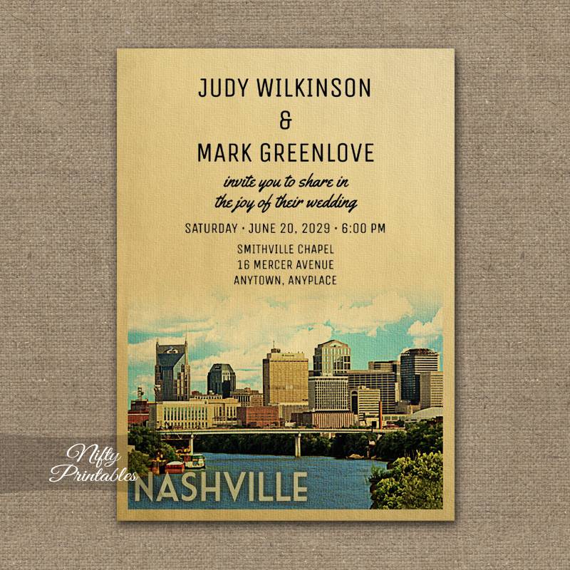 Wedding Invitations Nashville
 Nashville Tennessee Wedding Invitation PRINTED Nifty