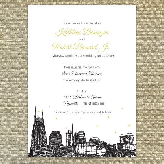 Wedding Invitations Nashville
 Nashville Skyline Wedding invitation SAMPLE ONLY