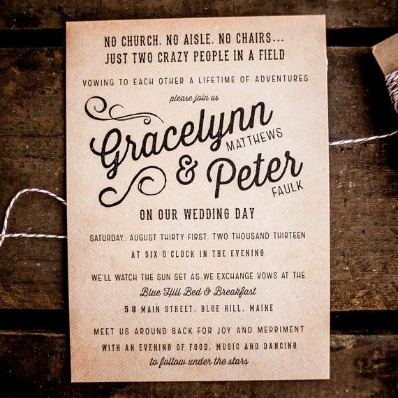 Wedding Invitations Wording Casual
 Rustic Wedding Invitation Suite The Gracelynn by