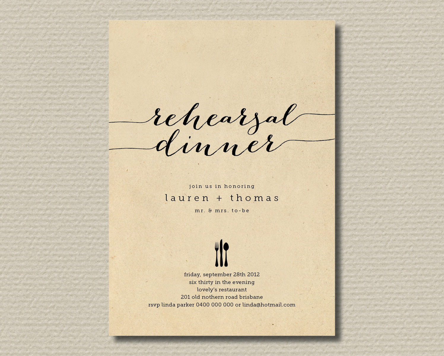 Wedding Rehearsal Invites
 Printable Wedding Rehearsal Dinner Invitation by