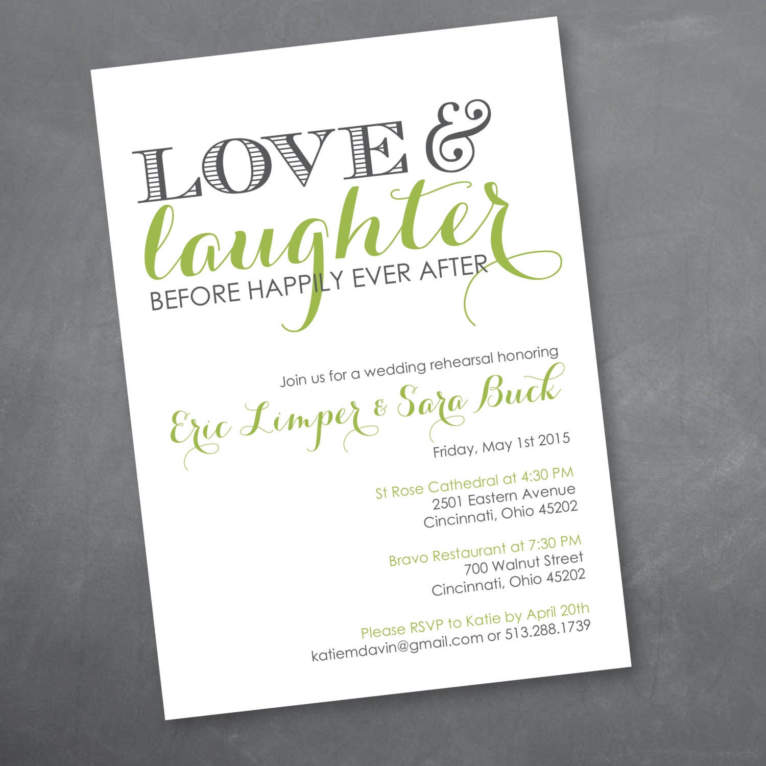 Wedding Rehearsal Invites
 Love and Laughter Rehearsal Dinner Invitation Digital Design
