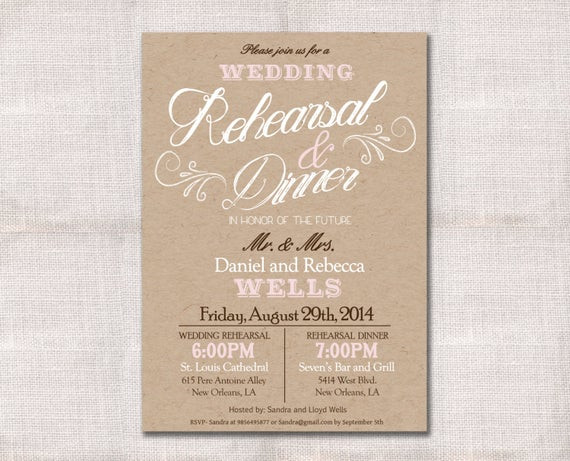 Wedding Rehearsal Invites
 Wedding Rehearsal Dinner invitation custom printable 5x7