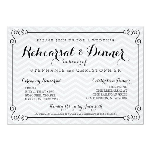 Wedding Rehearsal Invites
 Chic Chevron Wedding Rehearsal & Dinner Invitation