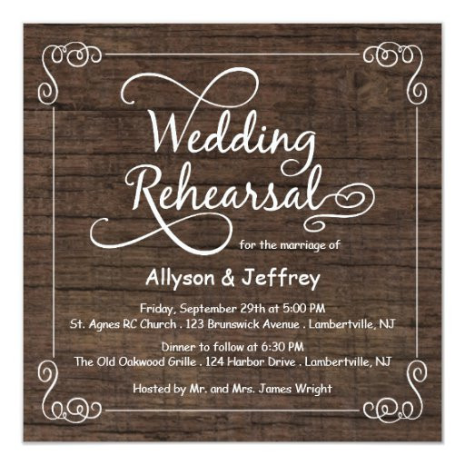 Wedding Rehearsal Invites
 Rustic Wood Wedding Rehearsal Dinner Invitations