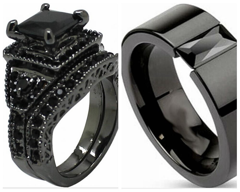 Wedding Rings Black
 2019 SZ 5 15 Black Wedding Engagement Ring Band Set