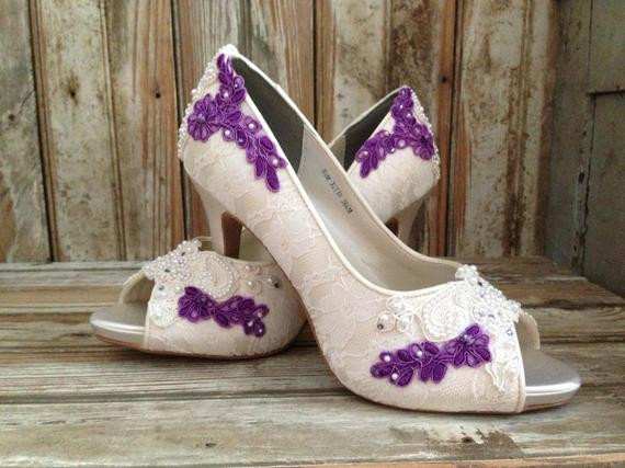 Wedding Shoes Purple
 Colored Bridal Shoes Purple Ivory White All by LaBoutiqueBride