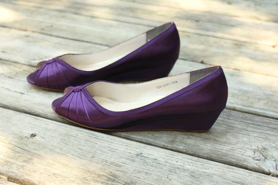 Wedding Shoes Purple
 Purple Wedding Shoes Wedge Low heel 1 inch by