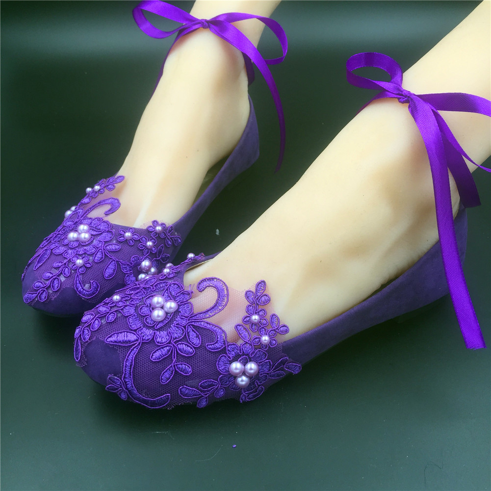 Wedding Shoes Purple
 Dark Purple Lace Bridal Flats Purple Bridesmaids Flat