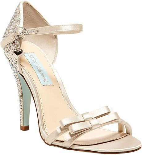 Wedding Shoes With Bows
 Betsey Johnson Bow Satin And Rhinestone Heels in White