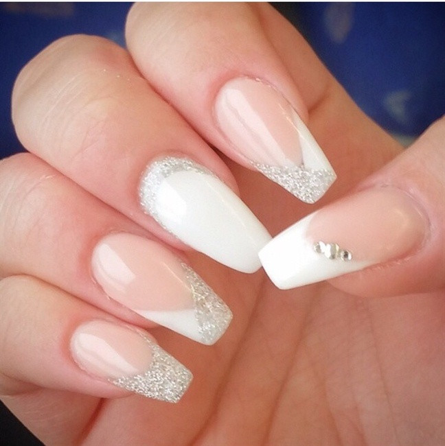 White Glitter Tip Nails
 Top 55 Beautiful White Acrylic Nails