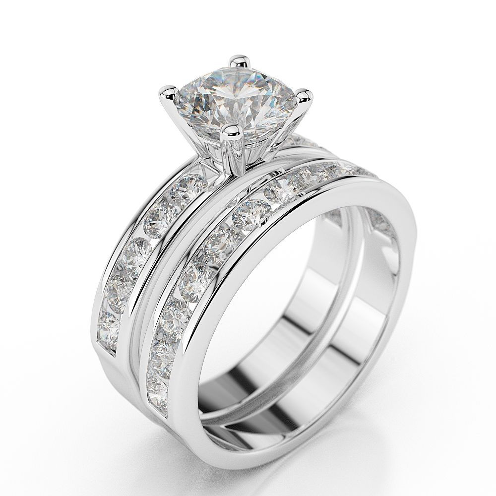 White Gold Wedding Rings
 1 3 4 CT Diamond Engagement Ring Set Round H SI1 14K White
