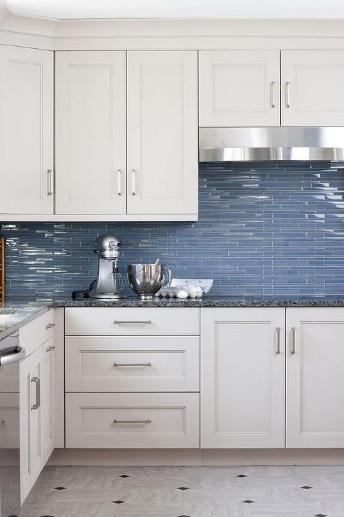 White Kitchen Blue Backsplash
 Blue Glass kItchen Backsplash Tiles Transitional Kitchen