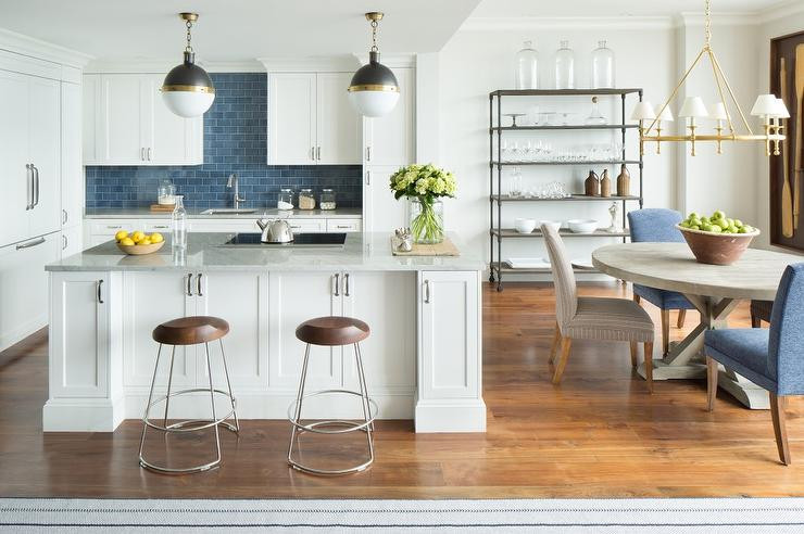 White Kitchen Blue Backsplash
 White Kitchen with Blue Backsplash Transitional Kitchen