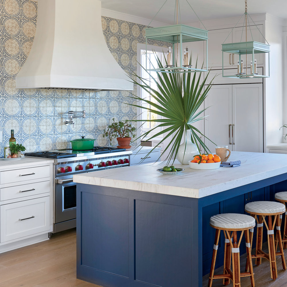 White Kitchen Blue Backsplash
 11 Beautiful Blue Kitchens Coastal Living