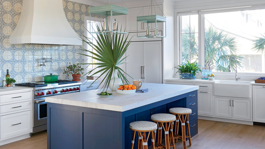 White Kitchen Blue Backsplash
 11 Beautiful Blue Kitchens Coastal Living