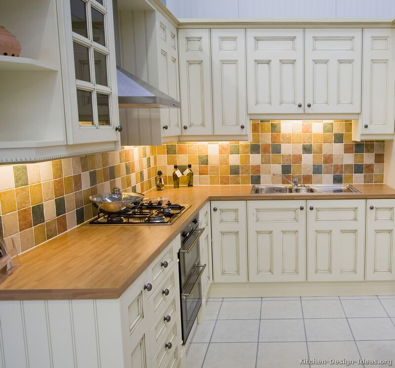 White Kitchen Cabinet Backsplash Ideas
 of Kitchens Traditional f White Antique