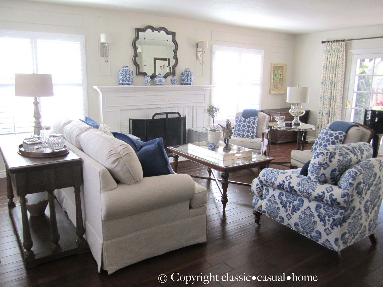 White Living Room Furniture Ideas
 Blue White and Silver Timeless Design