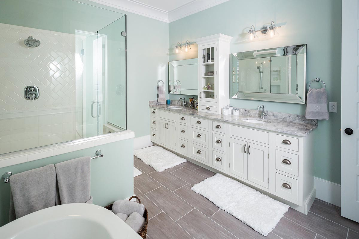 White Shaker Bathroom Cabinets
 Luxury South Carolina Home features Inset Shaker Cabinets