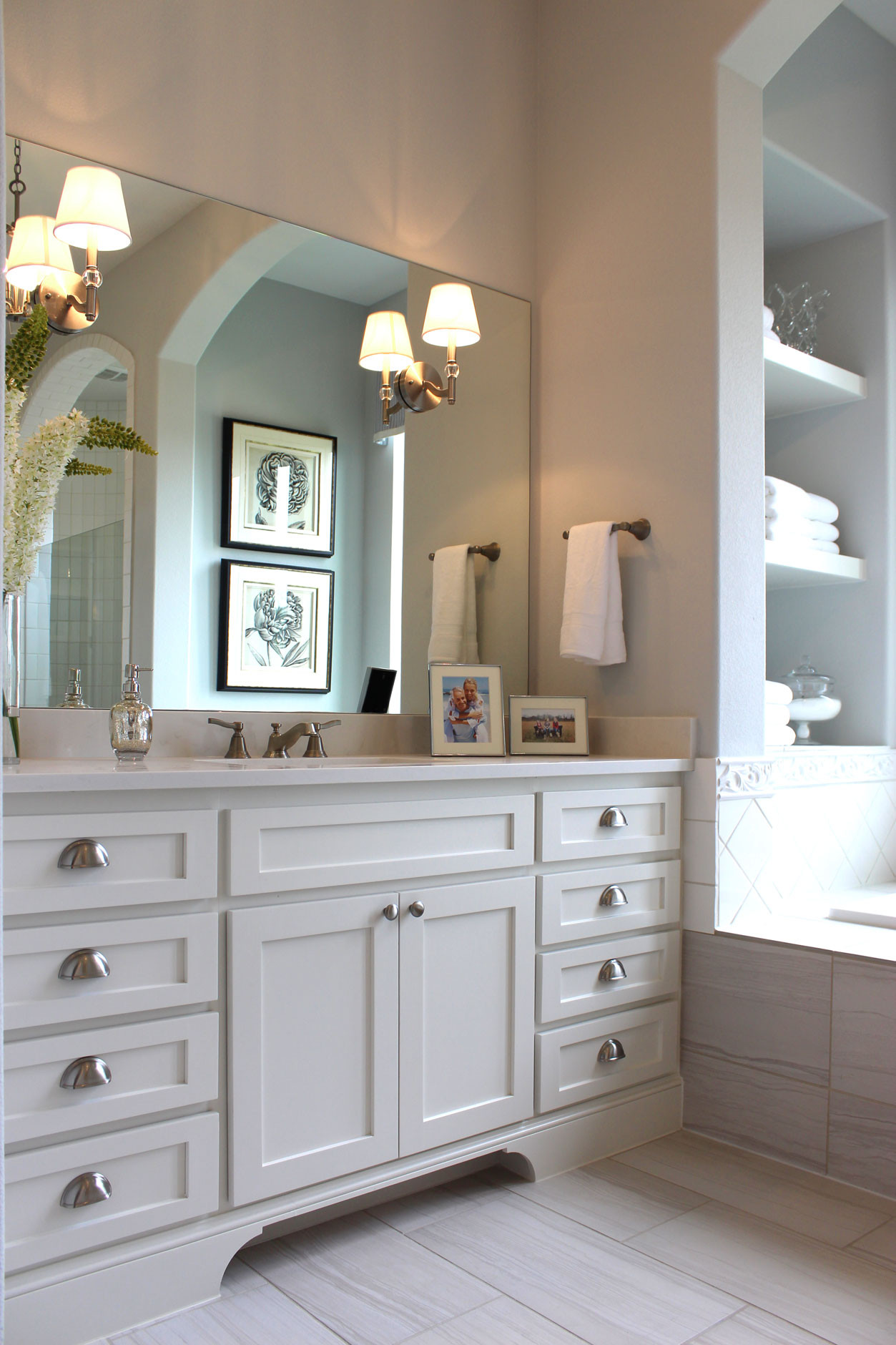 White Shaker Bathroom Cabinets
 White shaker style master bath cabinets