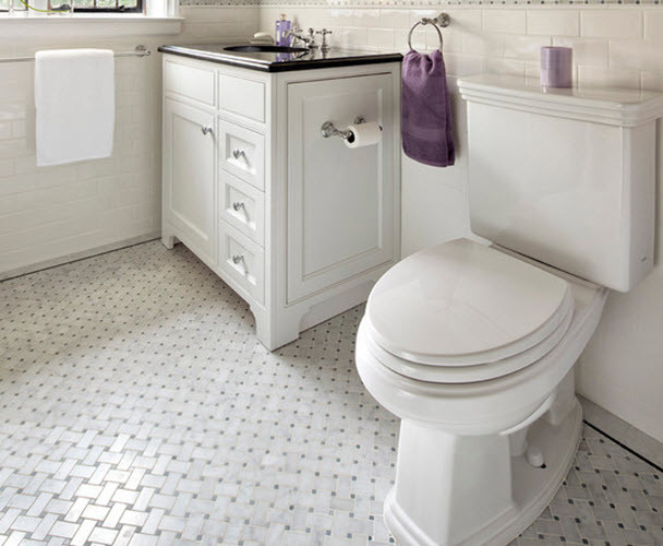 White Tile Bathroom Floor
 31 retro black white bathroom floor tile ideas and pictures