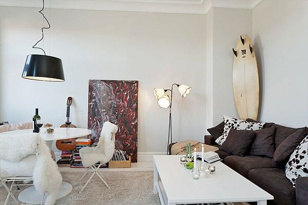 White Walls Living Room
 Tiny apartment renovation featuring white walls