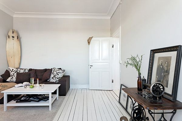 White Walls Living Room
 Tiny apartment renovation featuring white walls