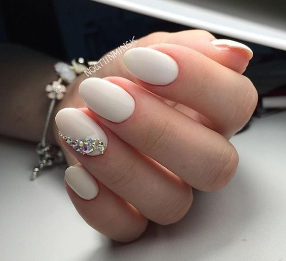 White Wedding Nails
 Perfect white gel nails with details for my wedding