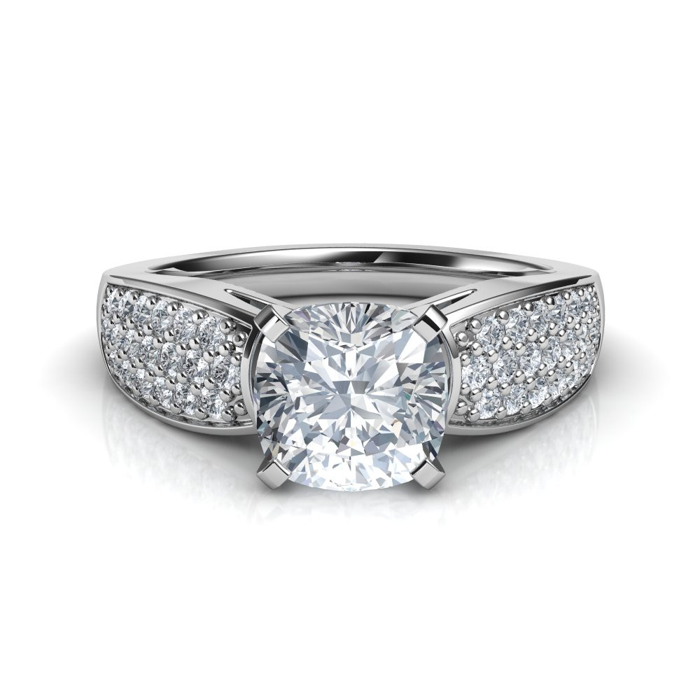 Wide Band Rings With Diamonds
 Wide Band Cushion Cut Cathedral Engagement Ring Natalie