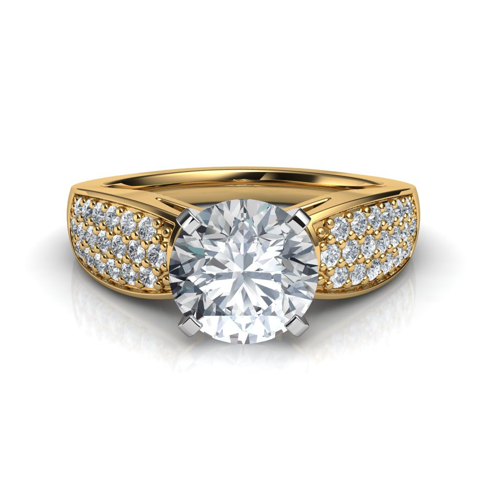 Wide Band Rings With Diamonds
 Wide Band Pavé Round Cut Diamond Engagement Ring Natalie
