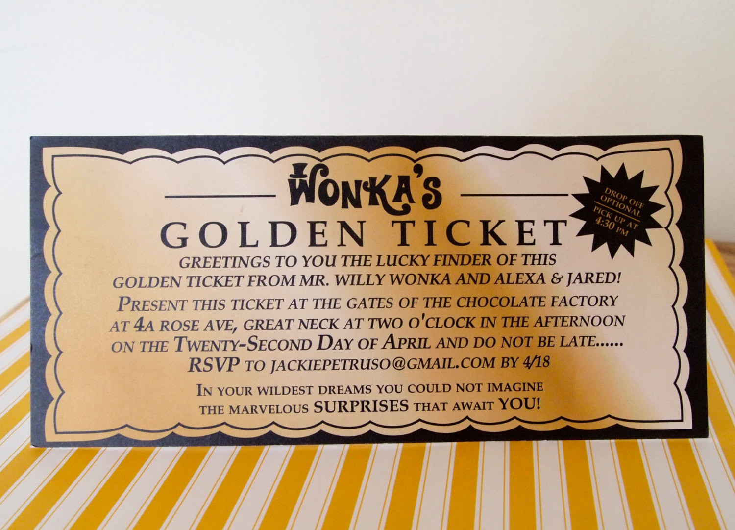 Willy Wonka Birthday Invitations
 WILLY WONKA Golden Ticket Invitation Digital printable