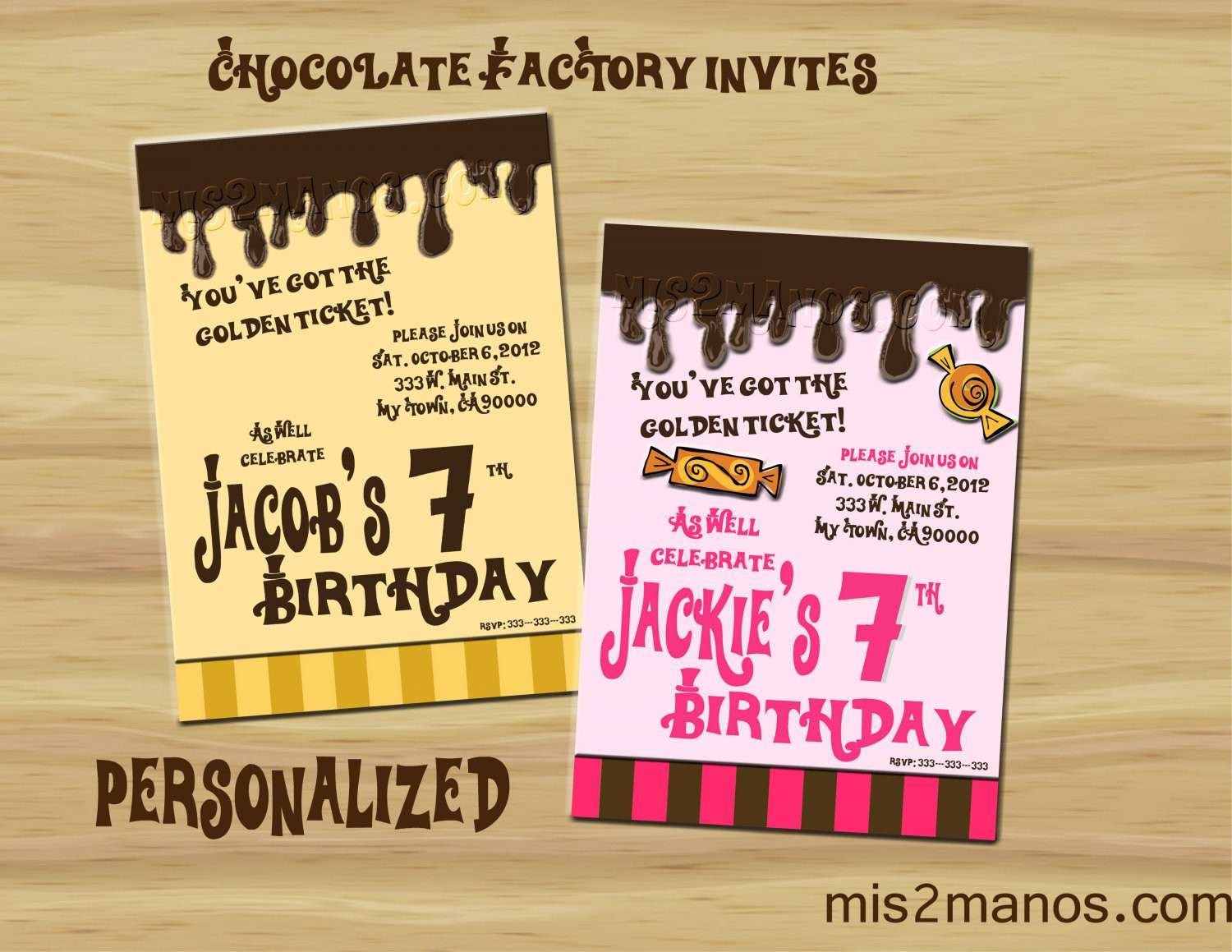 Willy Wonka Birthday Invitations
 Willy Wonka Inspired Invitation Party Invitations