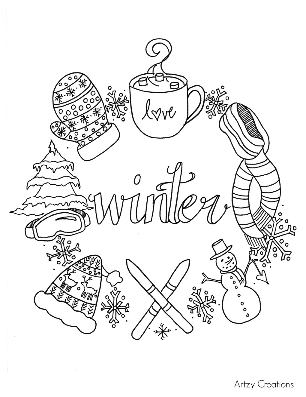 Winter Coloring Sheets For Kids
 Free Winter Coloring Page artzycreations