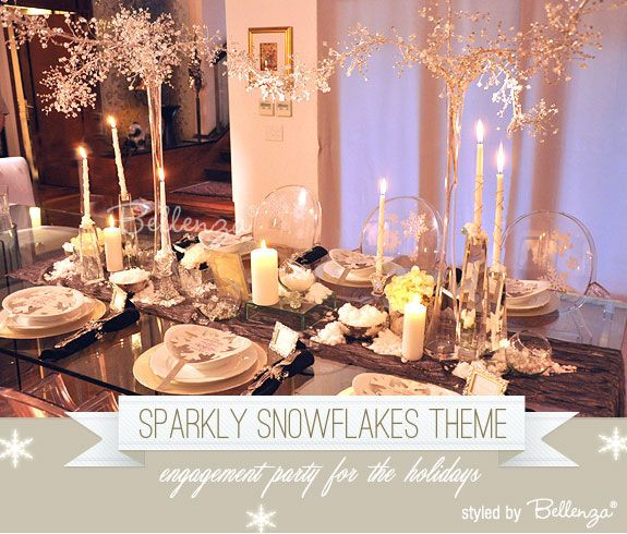 Winter Engagement Party Ideas
 Sparkly Snowflakes Theme Winter Engagement Party Series