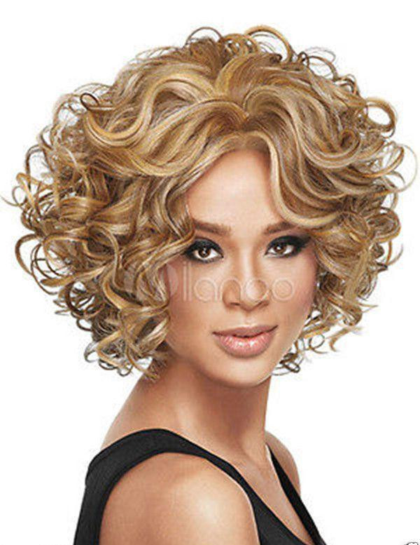 Women'S Short Stacked Haircuts
 New Charm Women S Short Mix Blonde Curly Natural Hair Full