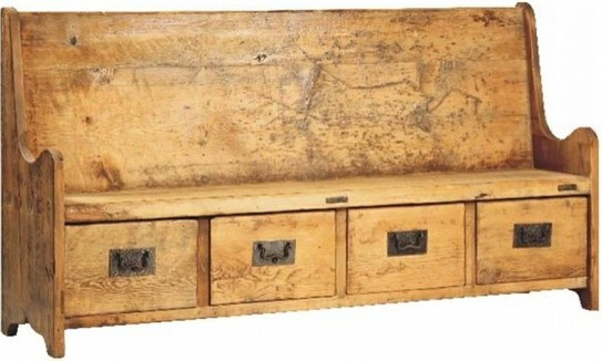 Wood Storage Bench With Drawers
 Travis Old Reclaimed Wood Bench with four drawers